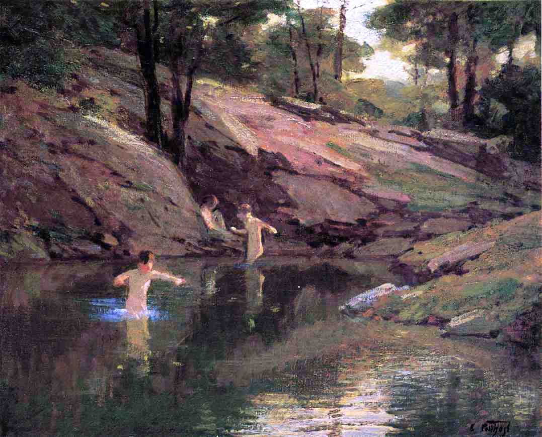 Edward Potthast The Swimming Hole - Hand Painted Oil Painting