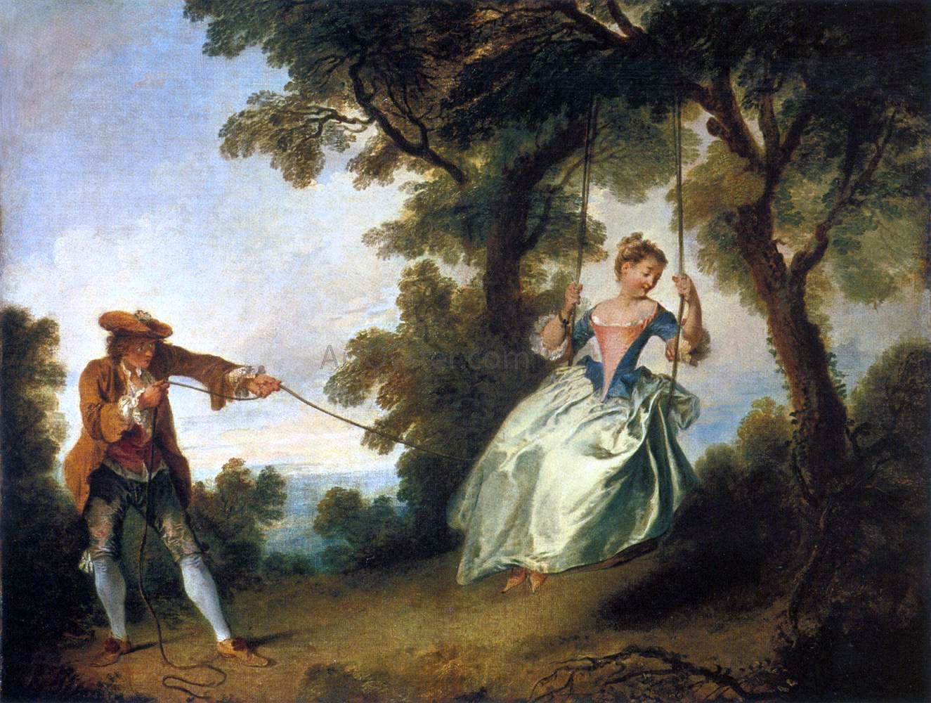 Nicolas Lancret The Swing - Hand Painted Oil Painting