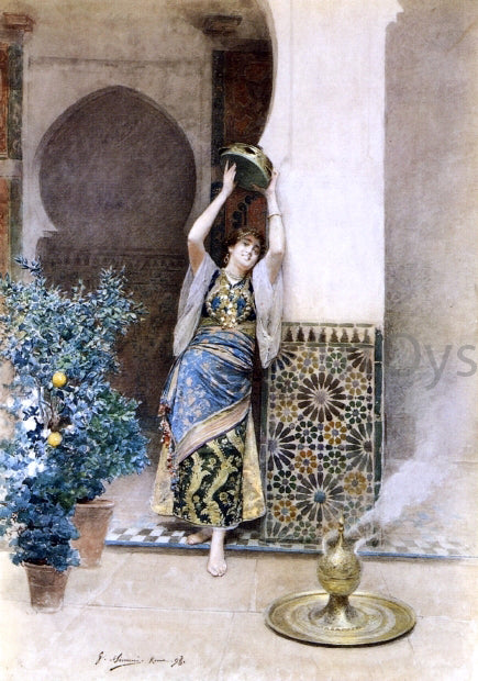 Gustavo Simoni The Tambourine Player - Hand Painted Oil Painting