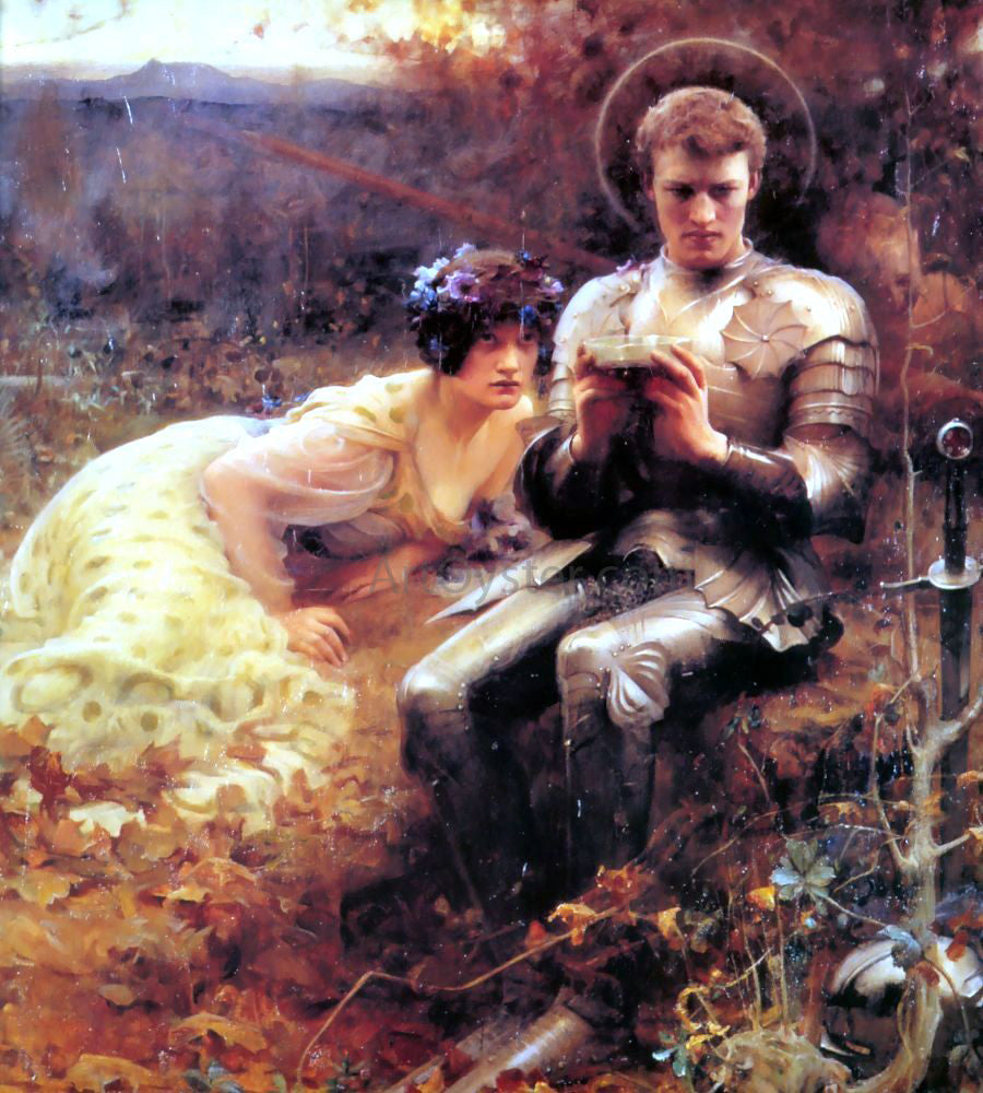  Arthur Hacker The Temptation of Sir Percival - Hand Painted Oil Painting