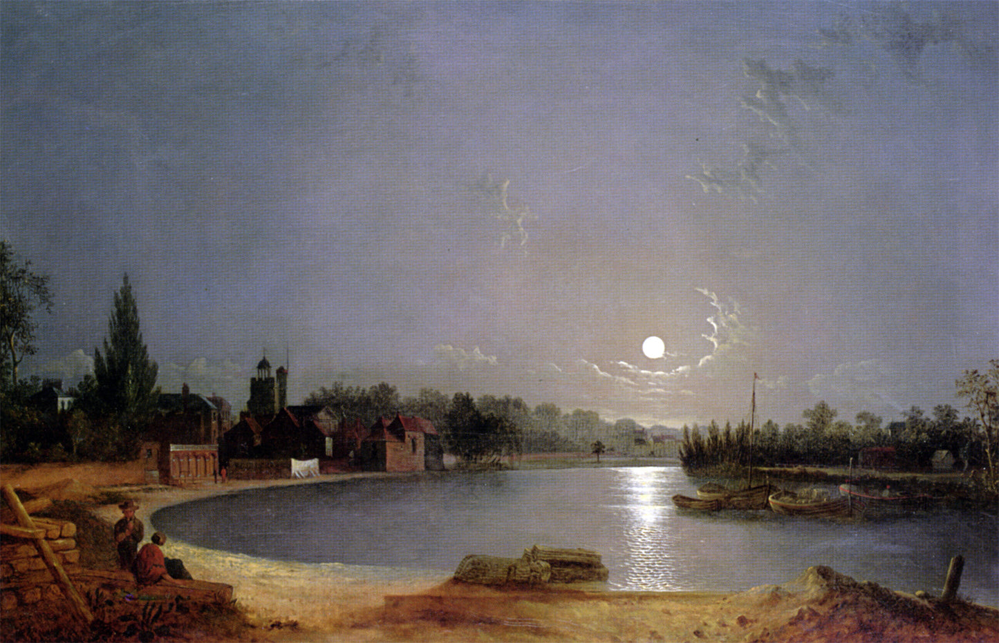 Henry Pether The Thames At Moonlight, Twickenham - Hand Painted Oil Painting
