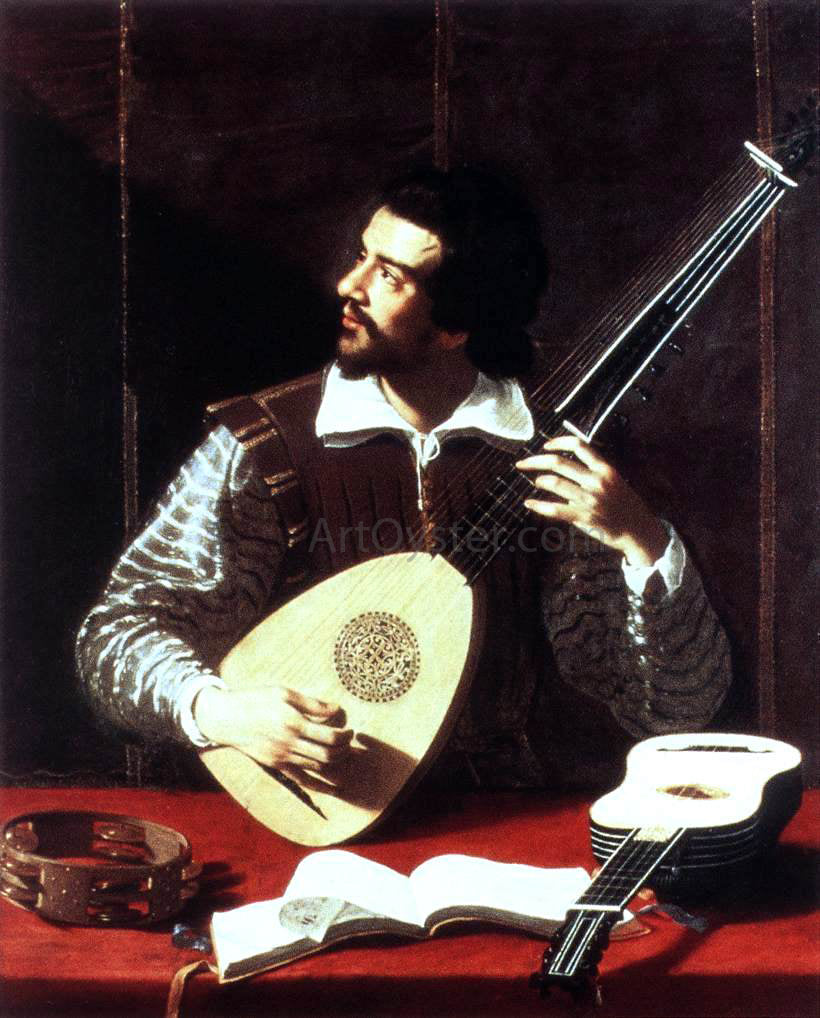 Antiveduto Gramatica The Theorbo Player - Hand Painted Oil Painting