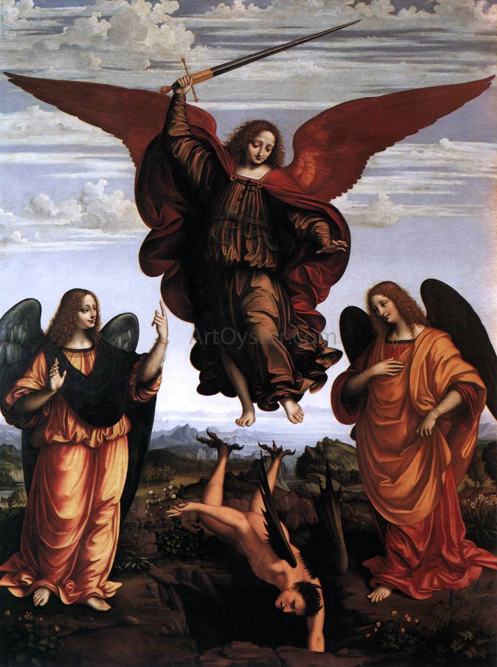 Marco D'Oggiono The Three Archangels - Hand Painted Oil Painting