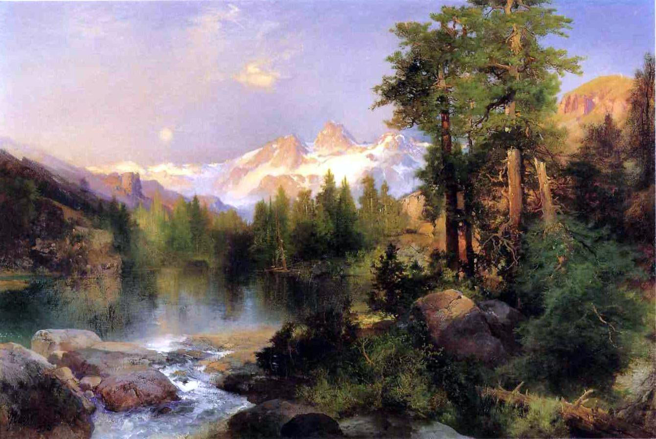 Thomas Moran The Three Tetons - Hand Painted Oil Painting