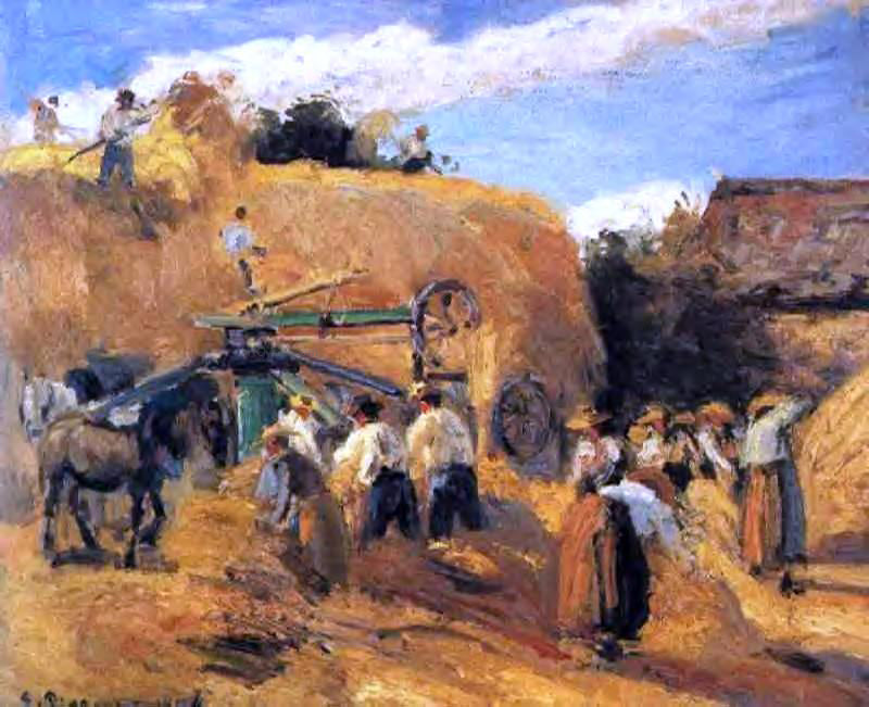 Camille Pissarro The Threshing Machine - Hand Painted Oil Painting