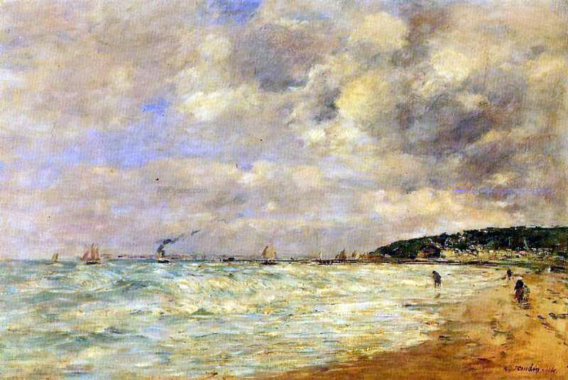 Eugene-Louis Boudin The Tourgeville Shores - Hand Painted Oil Painting