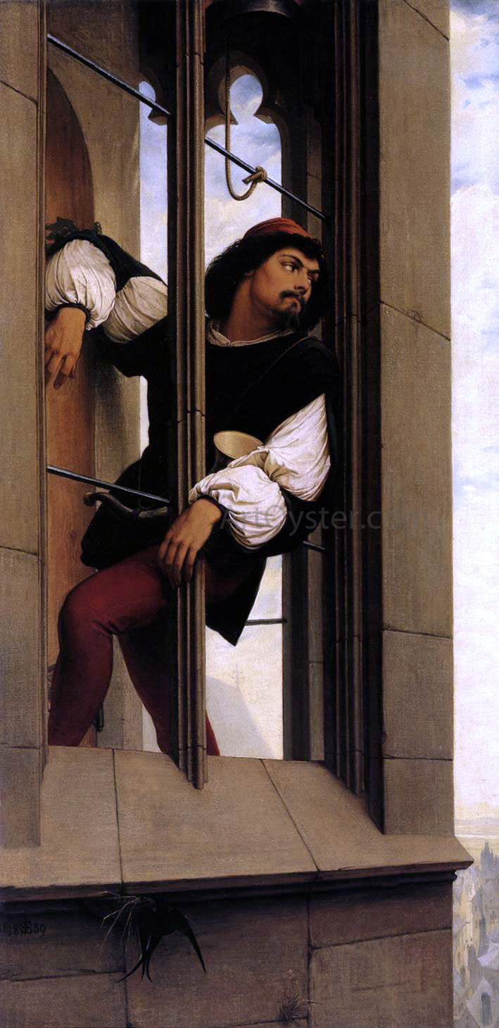 Edward Jakob Von Steinle The Tower Watchman - Hand Painted Oil Painting