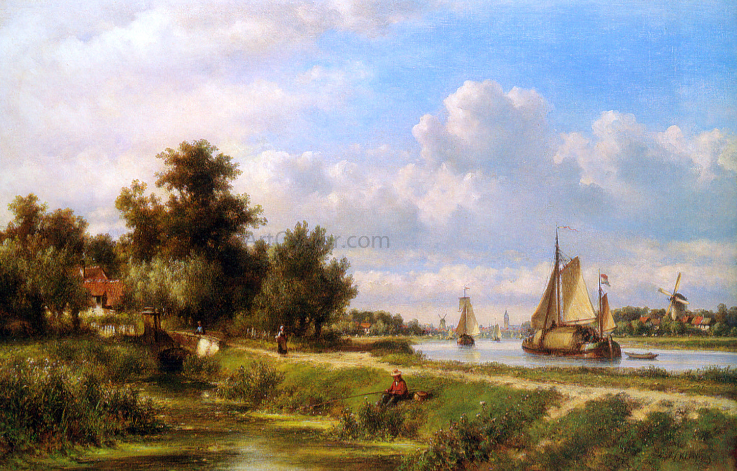 Lodewijk Johannes Kleijn The Townpath - Hand Painted Oil Painting