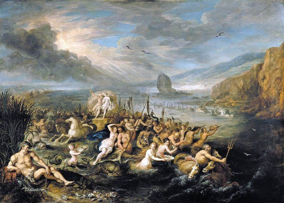 II Frans Francken The Triumph of Neptune and Amphitrite - Hand Painted Oil Painting