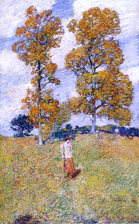 Frederick Childe Hassam The Two Hickory Trees (also known as Golf Player) - Hand Painted Oil Painting