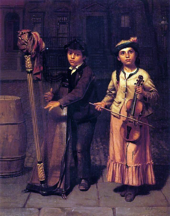 John George Brown The Two Musicians - Hand Painted Oil Painting