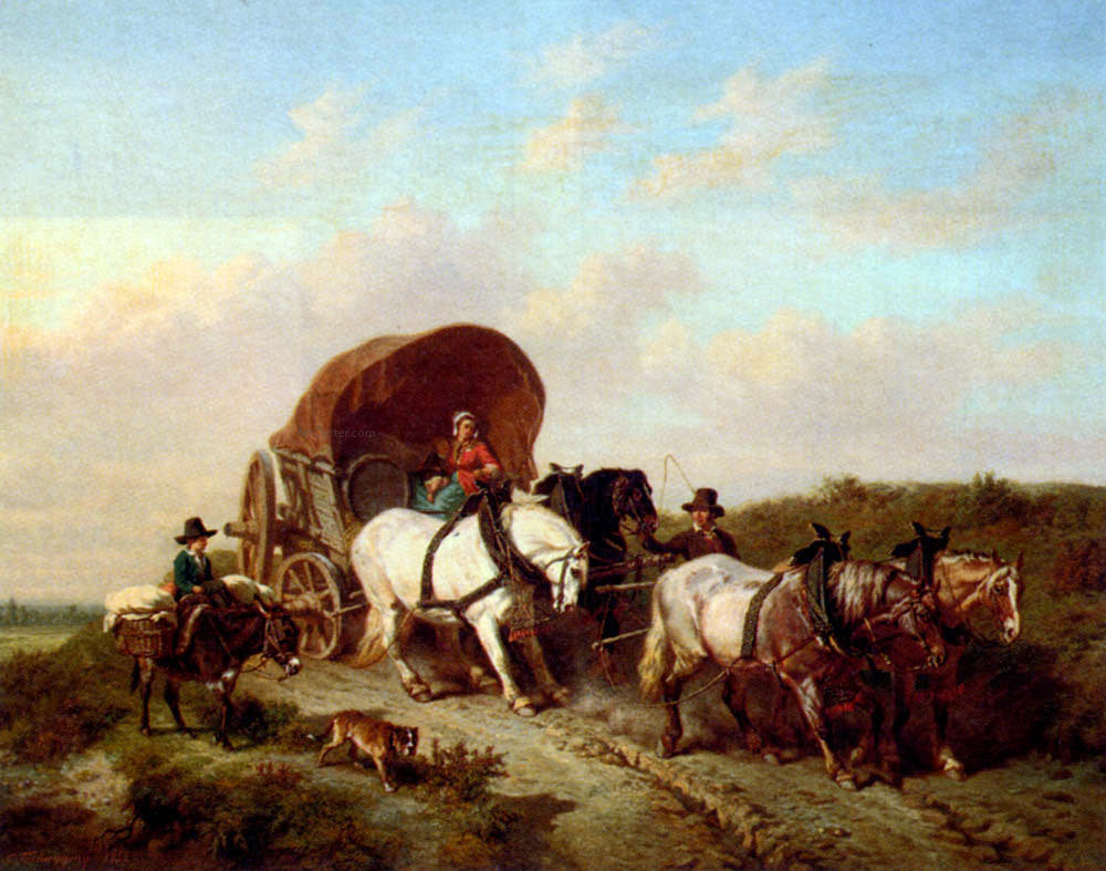 Charles Philogene Tschaggeny The Unwilling Traveller - Hand Painted Oil Painting