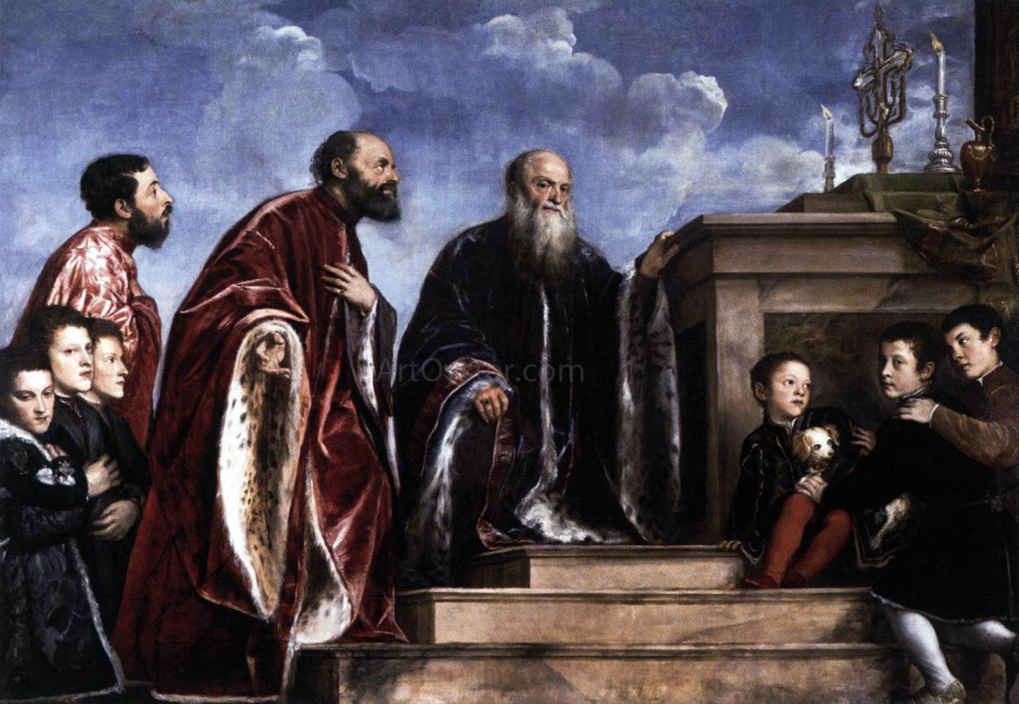 Titian The Vendramin Family Venerating a Relic of the True Cross - Hand Painted Oil Painting