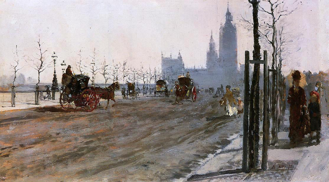 Giuseppe De Nittis The Victoria Embankment, London - Hand Painted Oil Painting