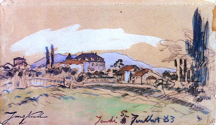 Johan Barthold Jongkind The Village - Hand Painted Oil Painting