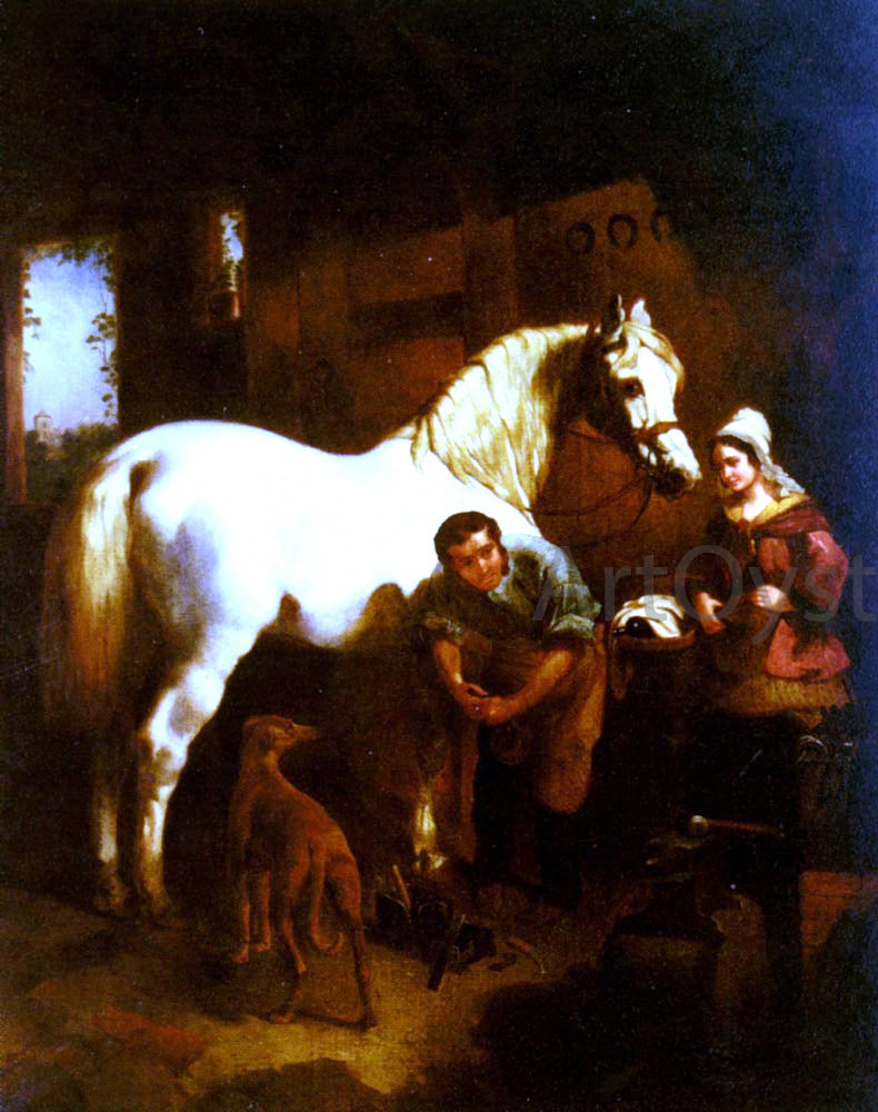 Sr. John Frederick Herring The Village Blacksmith - Hand Painted Oil Painting