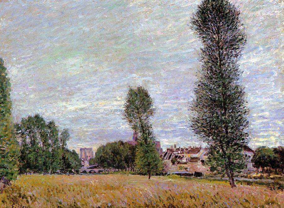 Alfred Sisley The Village of Moret, Seen from the Fields - Hand Painted Oil Painting