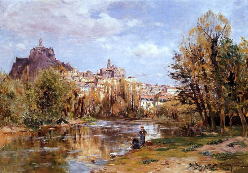  Edmond Marie Petitjean The Village of Puy en Valay - Hand Painted Oil Painting