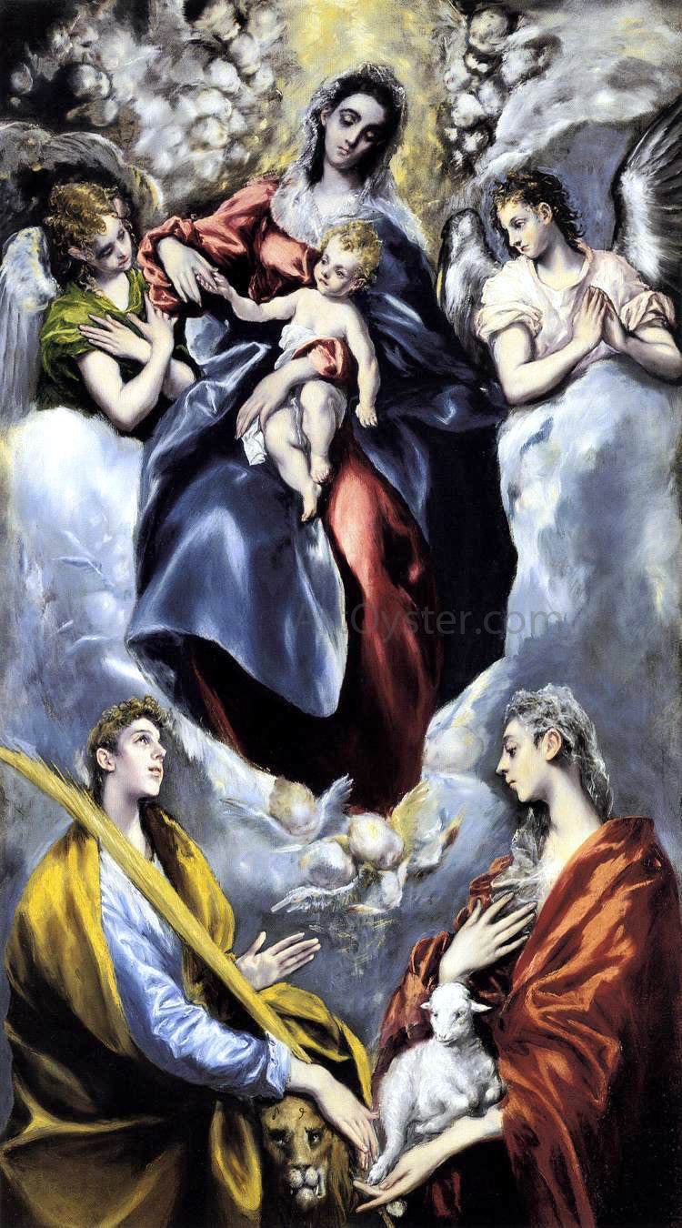  El Greco The Virgin and Child with St Martina and St Agnes - Hand Painted Oil Painting