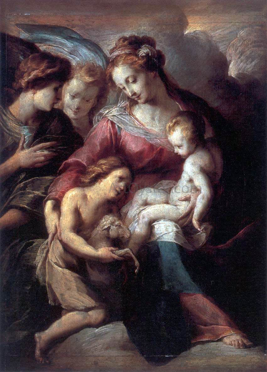 Giulio Cesare Procaccini The Virgin and Child with the Infant St John the Baptist and Attendant Angels - Hand Painted Oil Painting