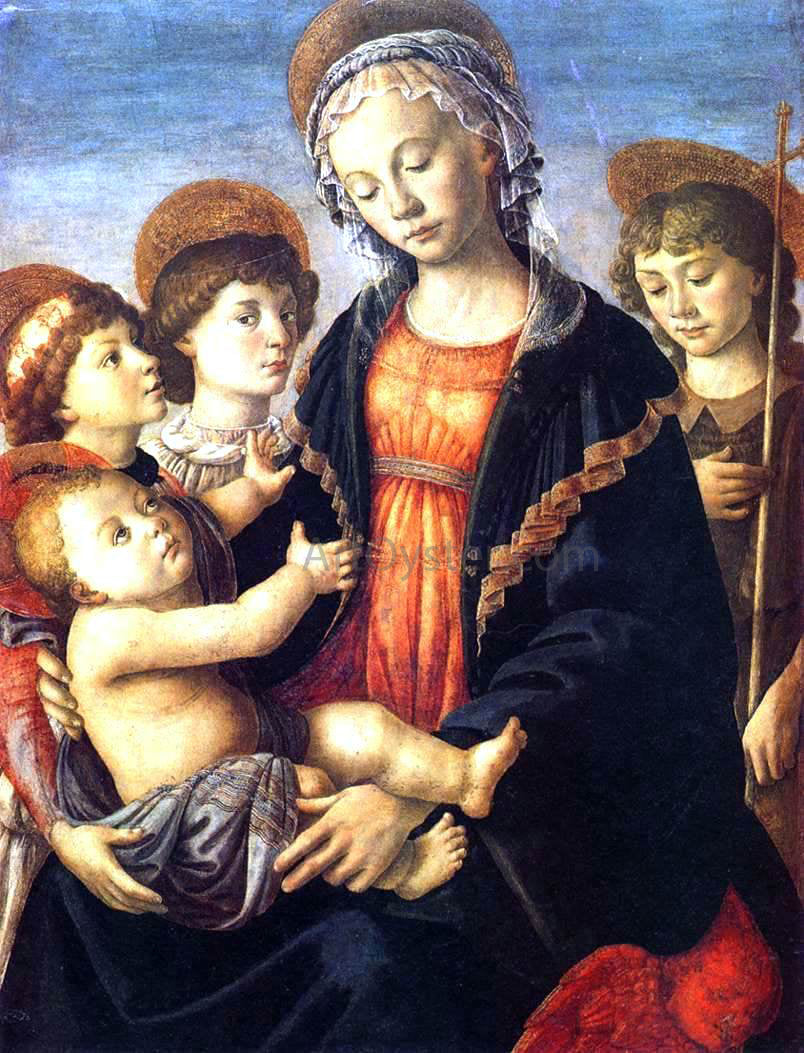  Sandro Botticelli The Virgin and Child with Two Angels and the Young St John the Baptist - Hand Painted Oil Painting