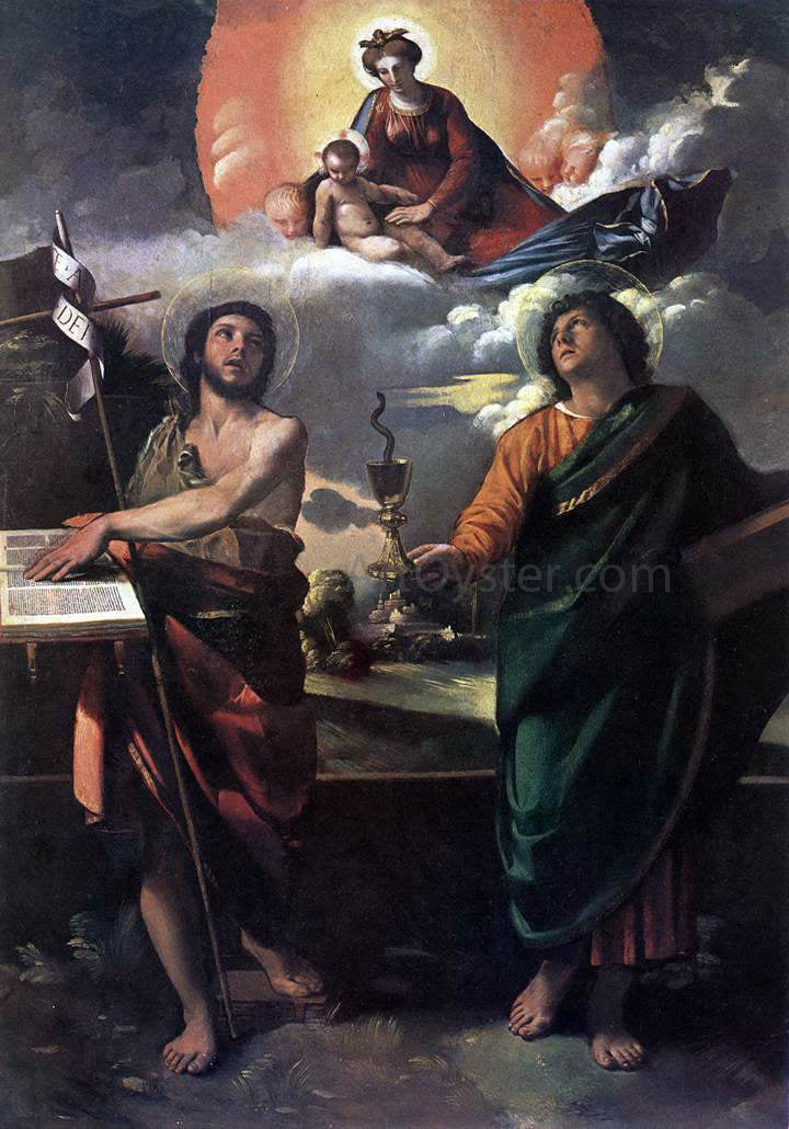 Dosso Dossi The Virgin Appearing to Sts John the Baptist and John the Evangelist - Hand Painted Oil Painting
