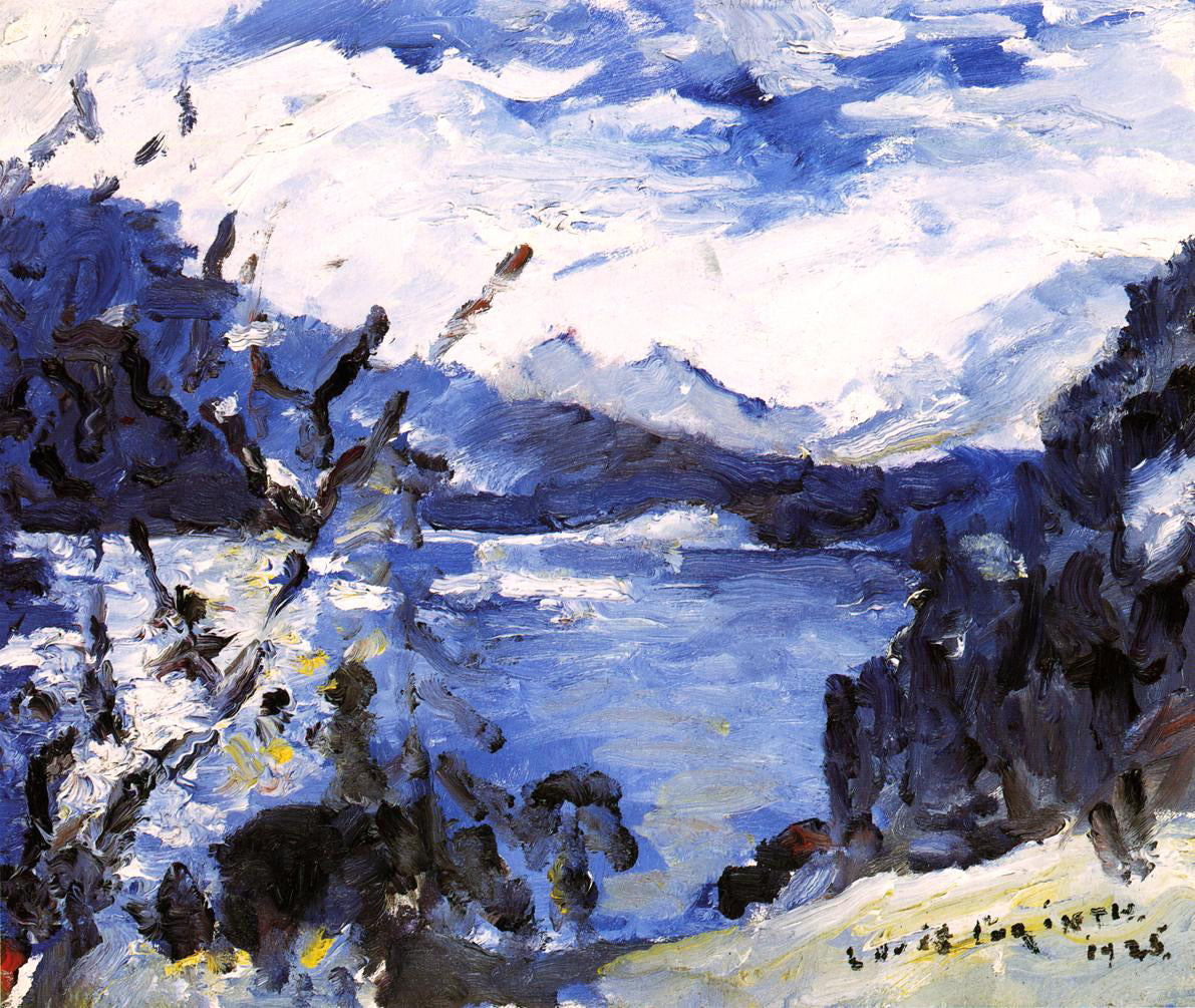 Lovis Corinth The Walchensee with Mountain Range and Shore - Hand Painted Oil Painting