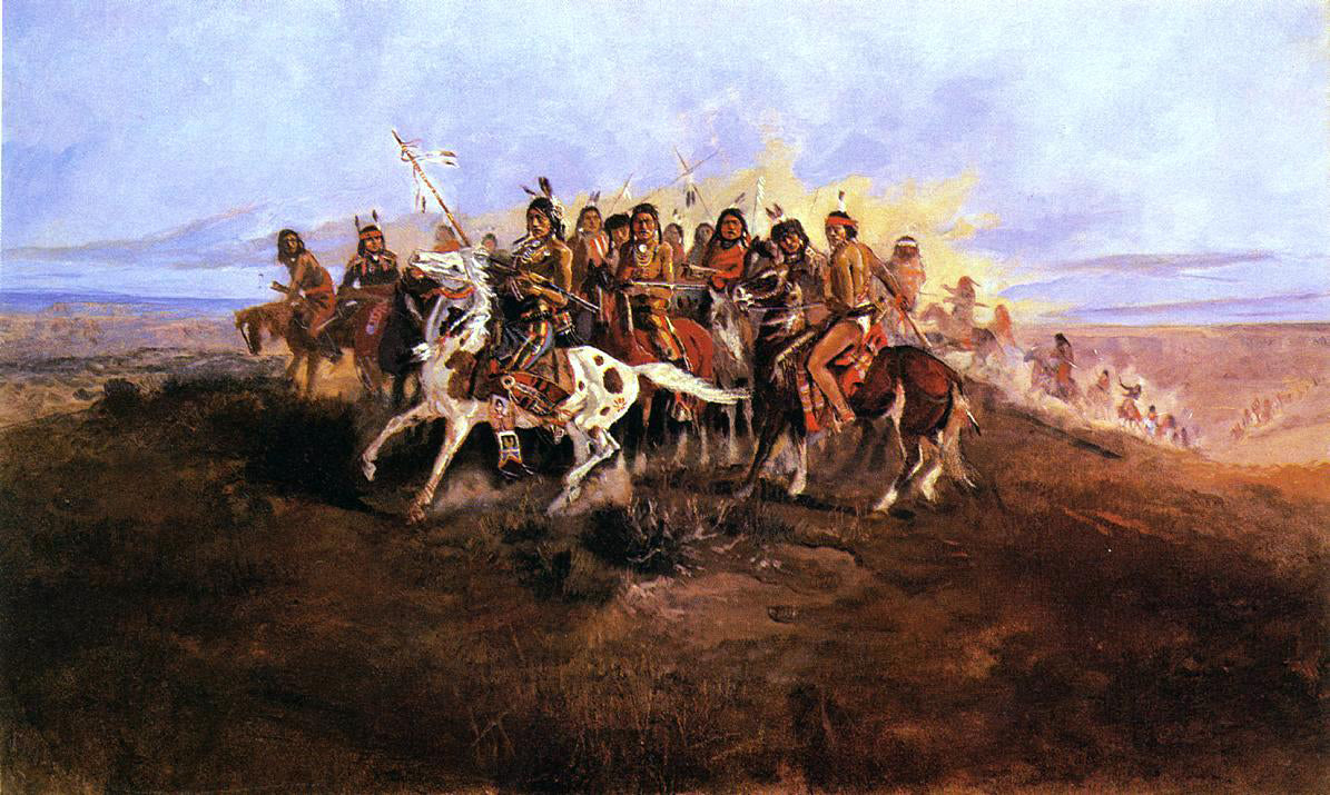 Charles Marion Russell The War Party - Hand Painted Oil Painting