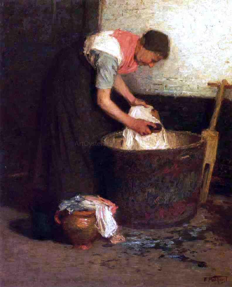 Edward Potthast The Washerwoman - Hand Painted Oil Painting