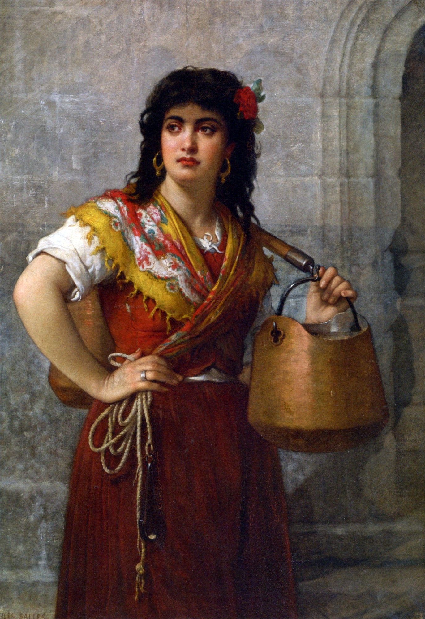  Jules Salles-Wagner The Water Carrier - Hand Painted Oil Painting