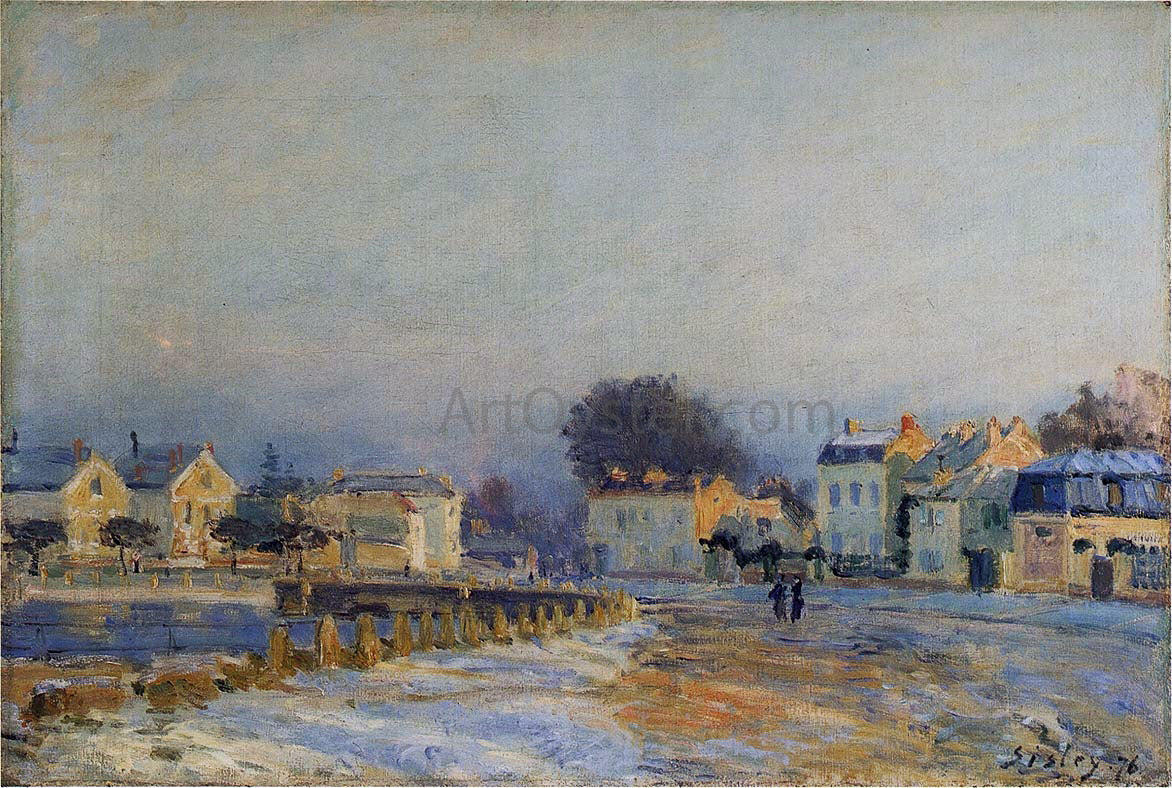 Alfred Sisley The Watering Place at Marly-Le-Roi - Hoarfrost - Hand Painted Oil Painting
