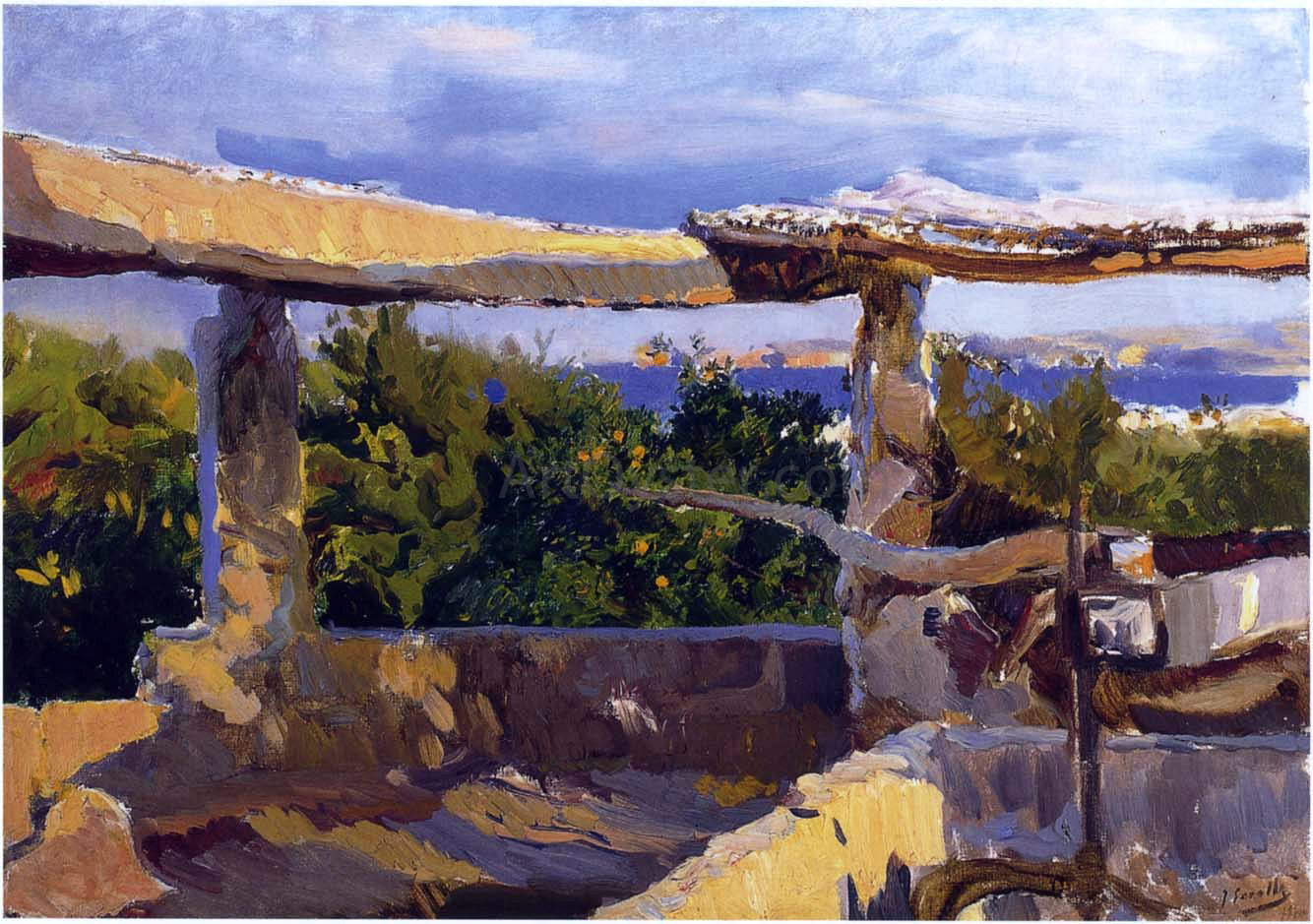 Joaquin Sorolla Y Bastida The waterwheel, Javea - Hand Painted Oil Painting