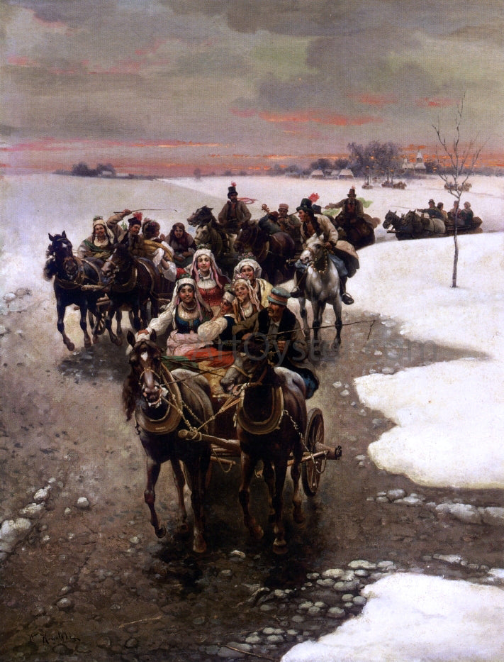 Alfred Von Wierusz-Kowalski The Wedding Party - Hand Painted Oil Painting