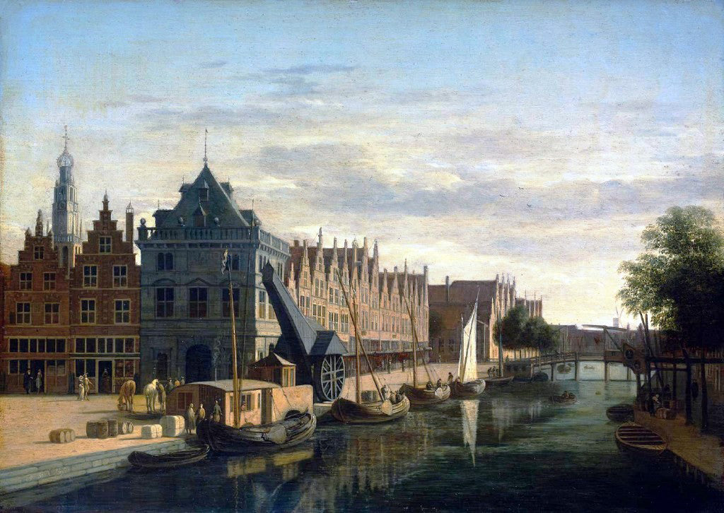 Gerrit Adriaensz Berckheyde The Weigh-House and Crane on the Spaarne at Haarlem - Hand Painted Oil Painting