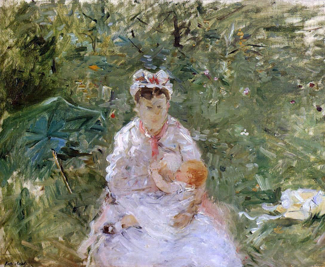 Berthe Morisot The Wet Nurse Angele Feeding Julie Manet - Hand Painted Oil Painting