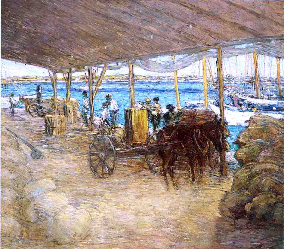 Julian Alden Weir The Wharves, Nassau - Hand Painted Oil Painting