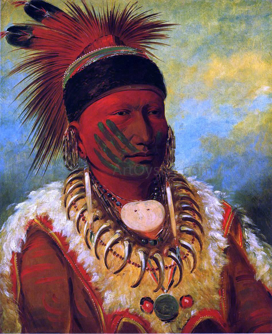 George Catlin The White Cloud, Head Chief of the Iowas - Hand Painted Oil Painting