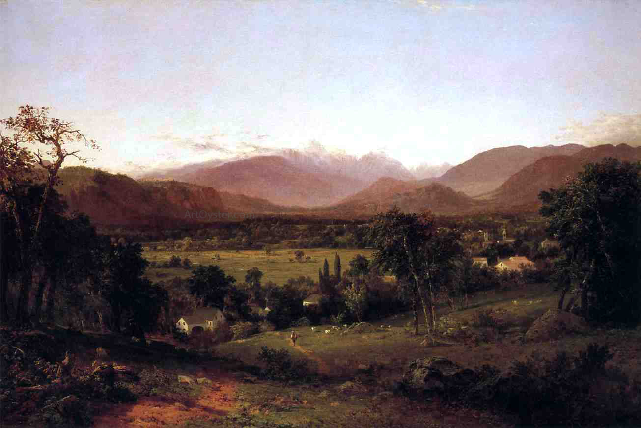 John Frederick Kensett The White Mountains - From North Conway - Hand Painted Oil Painting