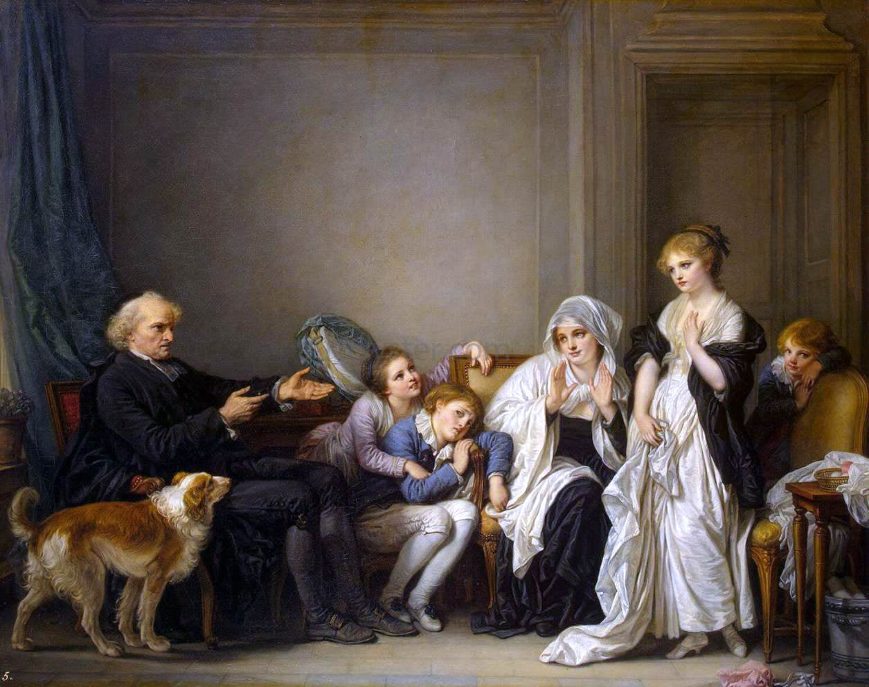 Jean Baptiste Greuze The Widow and Her Priest - Hand Painted Oil Painting