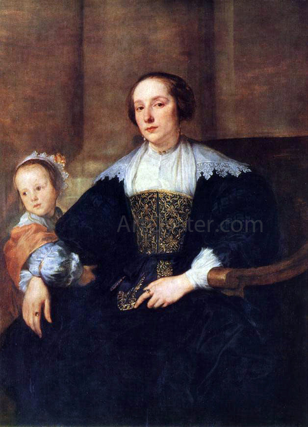Sir Antony Van Dyck The Wife and Daughter of Colyn de Nole - Hand Painted Oil Painting