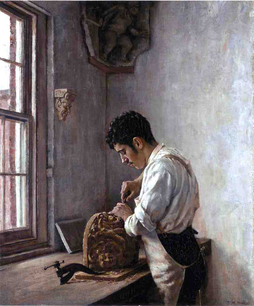 Edgar Melville Ward The Wood Carver - Hand Painted Oil Painting