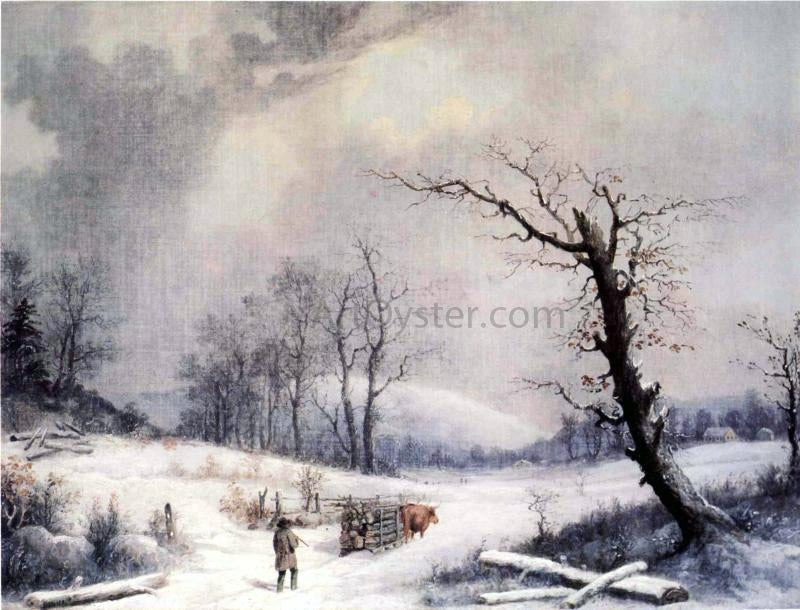 George Henry Durrie The Wood Sled (also known as Homeward Path) - Hand Painted Oil Painting