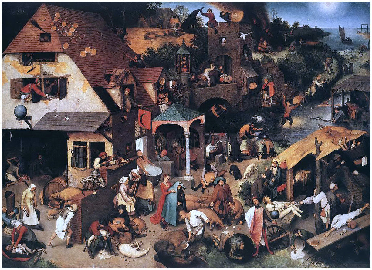 The Elder Pieter Bruegel The World Upside Down (also known as The Flemish Proverbs) - Hand Painted Oil Painting