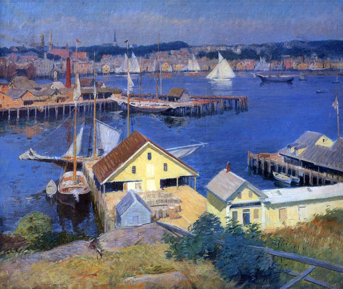 Frank Duveneck A Yellow Pier Shed - Hand Painted Oil Painting