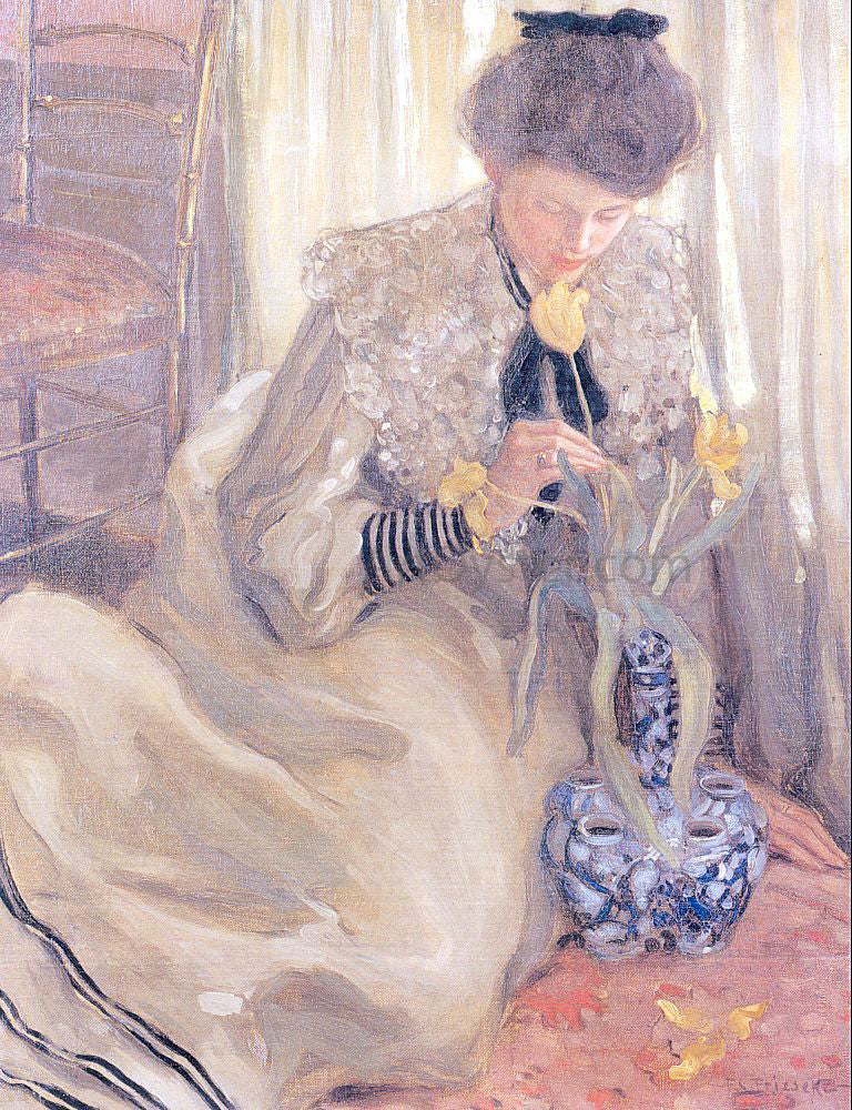 Frederick Carl Frieseke The Yellow Tulip - Hand Painted Oil Painting