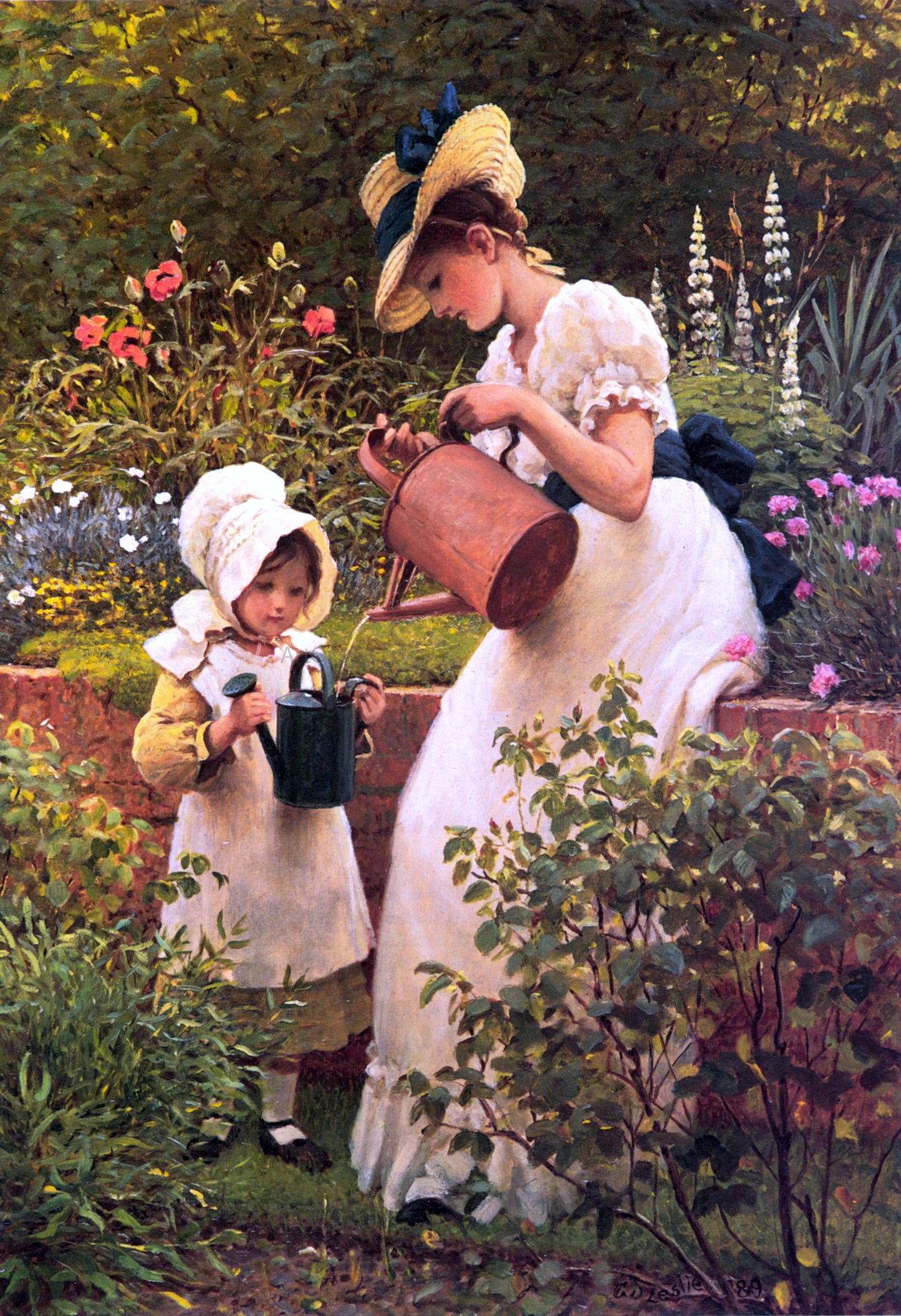 RA George Dunlop Leslie The Young Gardener - Hand Painted Oil Painting