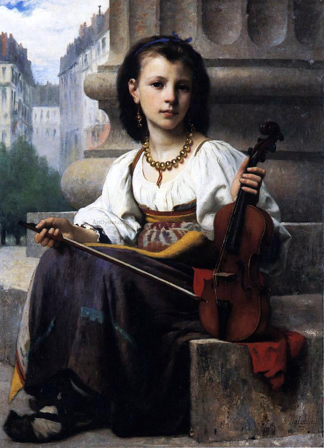  Francois Alfred Delobbe A Young Musician - Hand Painted Oil Painting