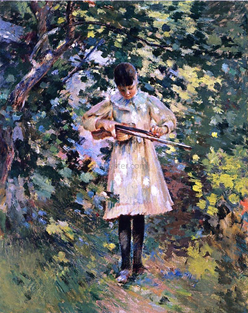 Theodore Robinson The Young Violinist (also known as Margaret Perry) - Hand Painted Oil Painting