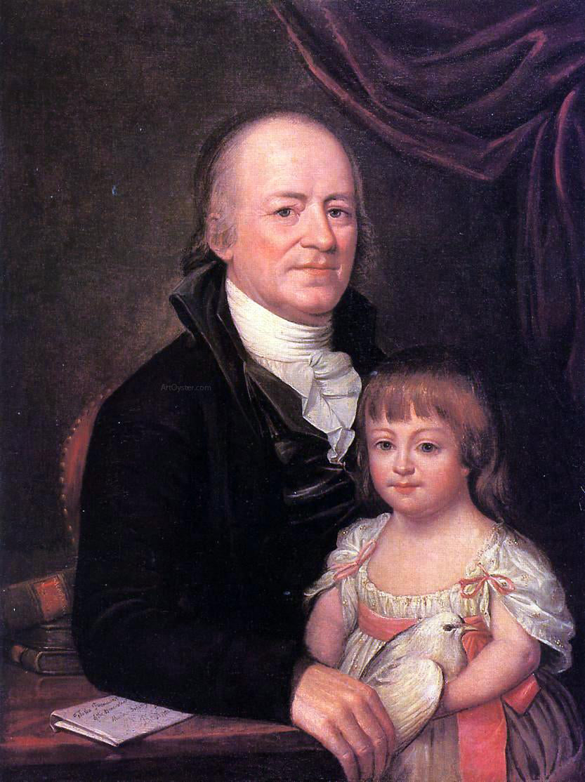 Charles Willson Peale Thomas Elliott and His Granddaughter Deborah Hibernia - Hand Painted Oil Painting