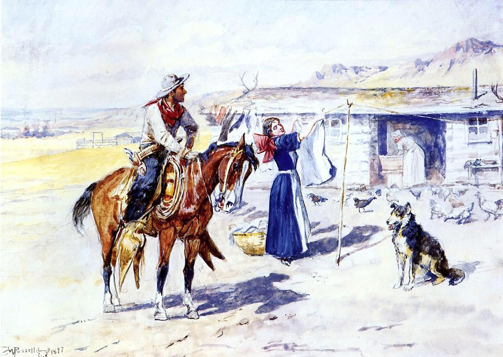 Charles Marion Russell Thoroughman's Home on the Range - Hand Painted Oil Painting